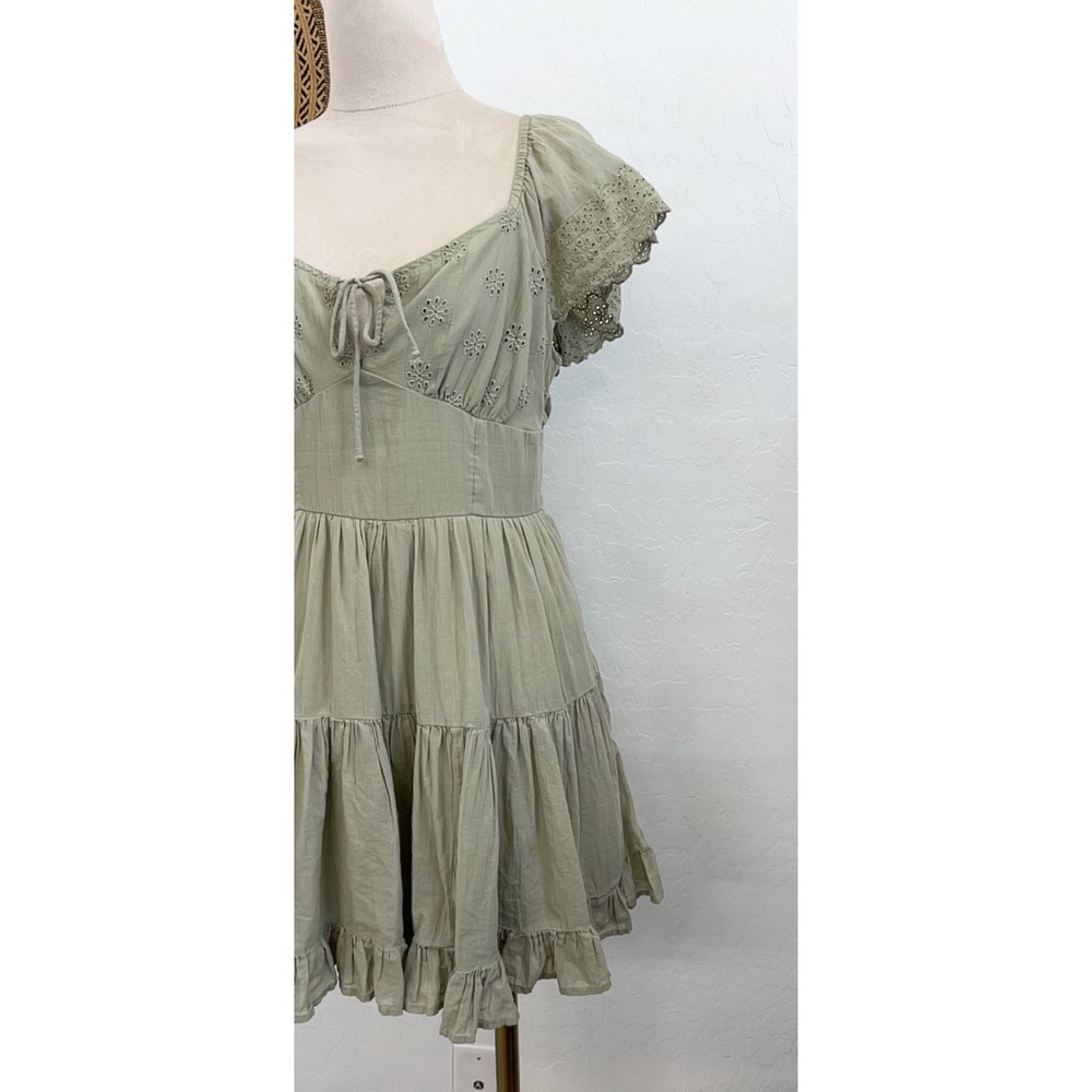 American Eagle babydoll dress sz S sage green cottage coquette core peasant boho - Picture 4 of 11